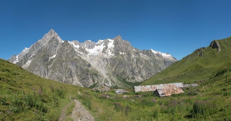 The Grandes Jorasses above Val Ferret on the Tour du Mont Blanc